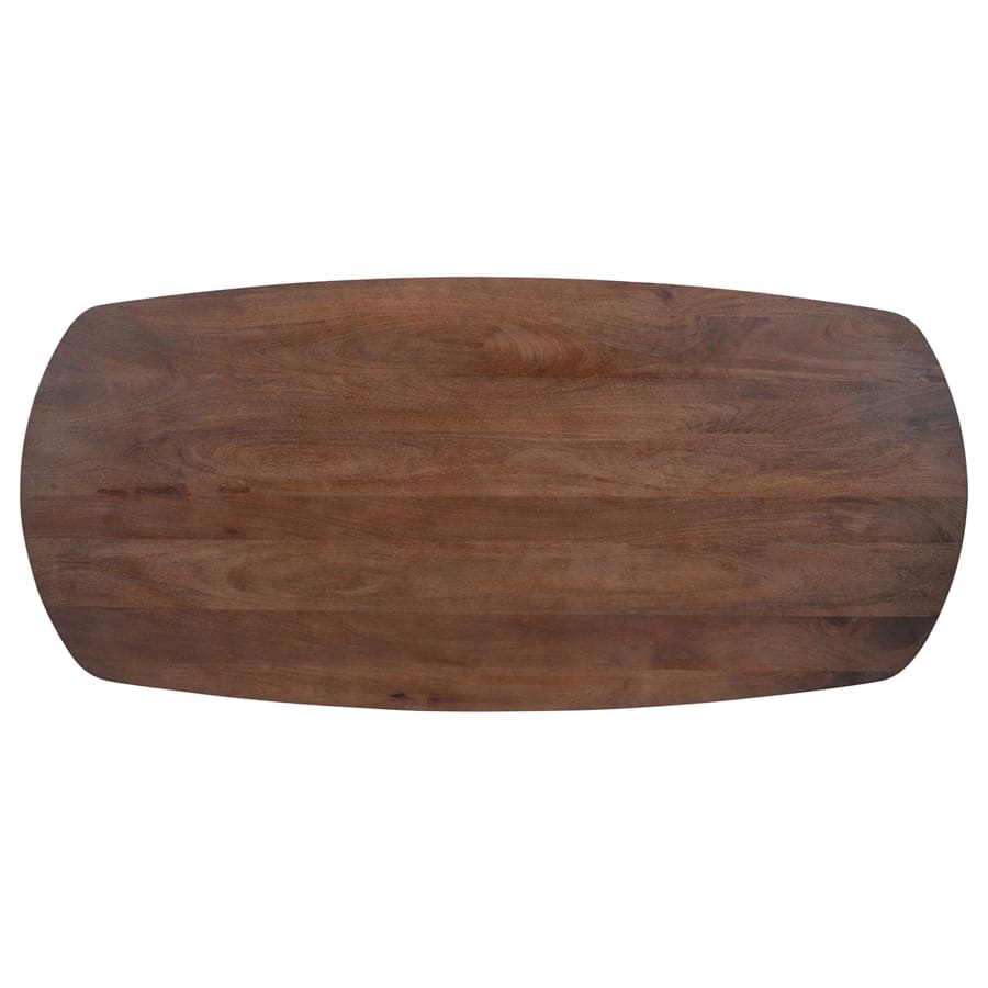 Table &agrave; manger ovale en bois de manguier clair pieds en m&eacute;tal noir 220 cm